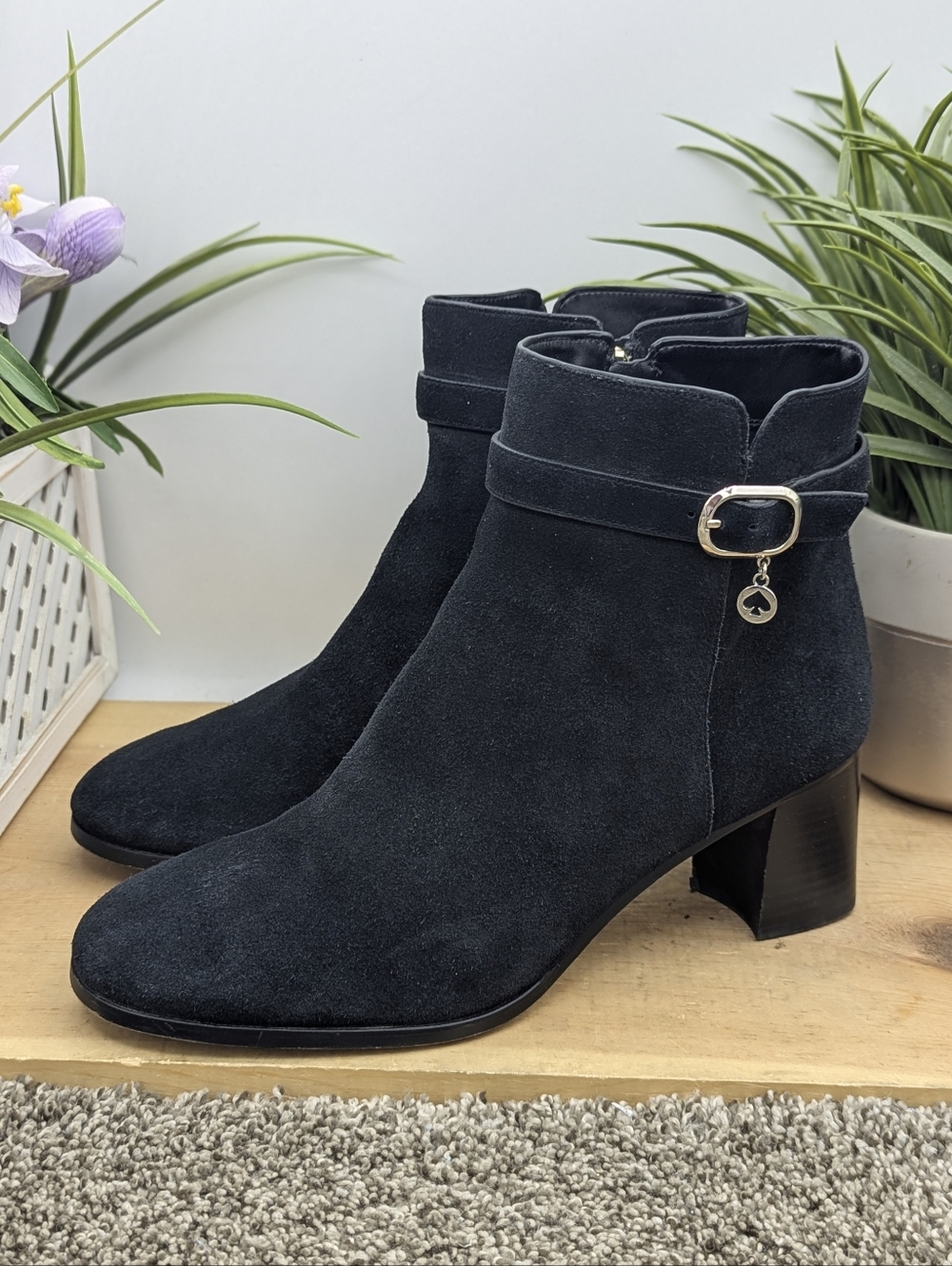 Kate Spade NY Blaire Women's Size 10B Black Suede Heeled Boots Casual Dress